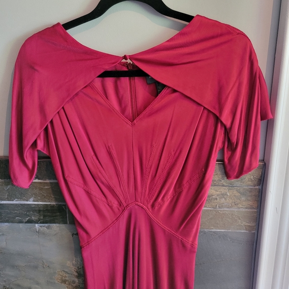 ZAC POSEN cape dress in Fuchsia red. Size 8 - Picture 5 of 8